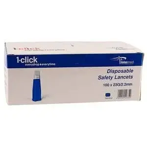 1CLICK 100 SAFETY LANCET 23G BLUE